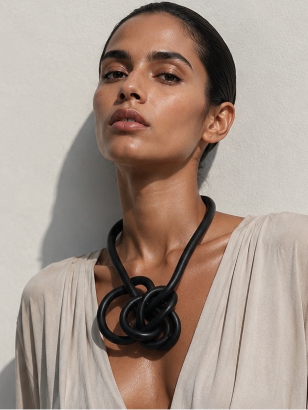 COS Genuine Leather Knotted Magnetic Necklace